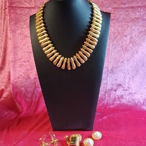 Anne Klein AK Gold Necklace, Earrings and Brooch